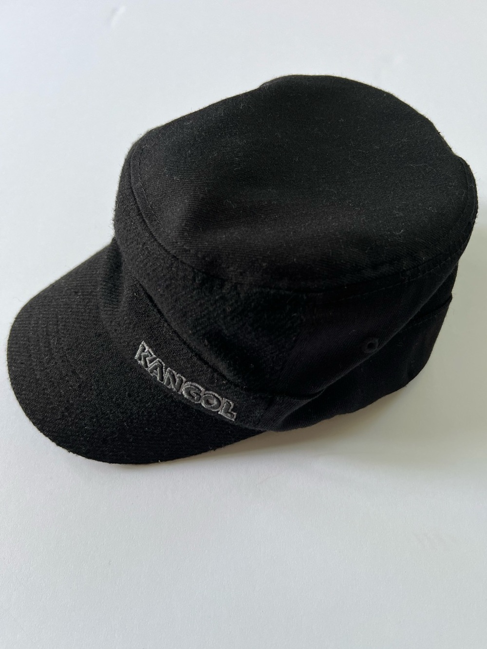 KANGOL Textured Wool Blend Army Cap Black Small / Medium